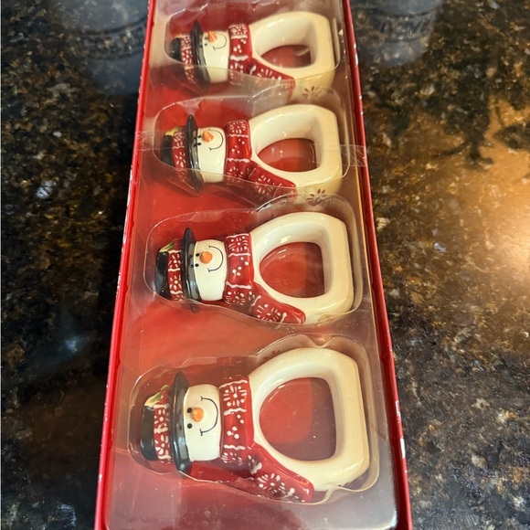 Charming Snowman Napkin Rings - Red and White - Picture 2 of 4